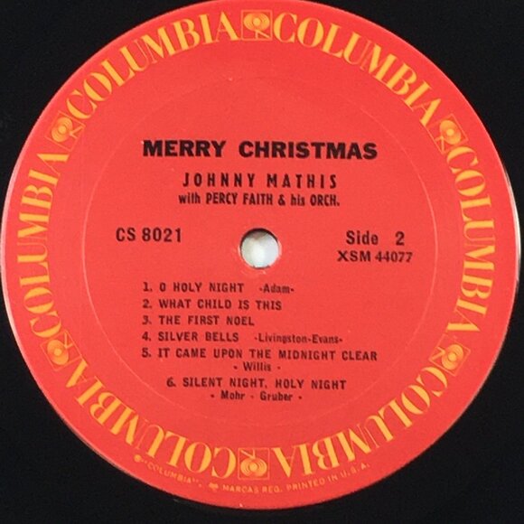 Johnny Mathis "Merry Christmas" Vinyl Record 12 Songs Stereo Columbia CS 8021 - Picture 7 of 7